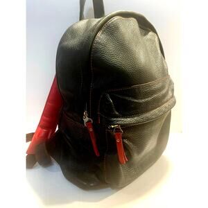 Borlino Cortina Black Travel Backpack Red Lava Accents Italy